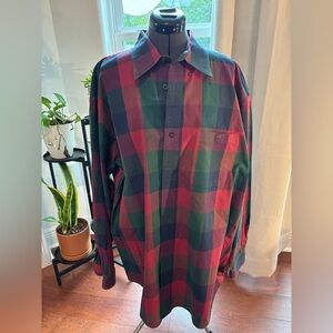 Orvis Red and Green Plaid Casual Shirt